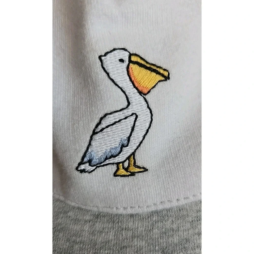 Janie and Jack Baby Cap Hat Size 0/3M Grey/White Cotton With‎ A Embroidered Duck